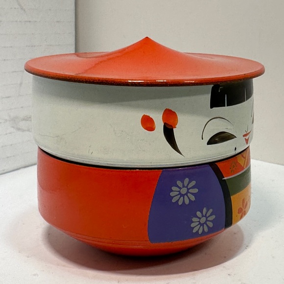 Vintage Japanese Lacquerware Geisha Bento Trinket Box - Picture 2 of 10
